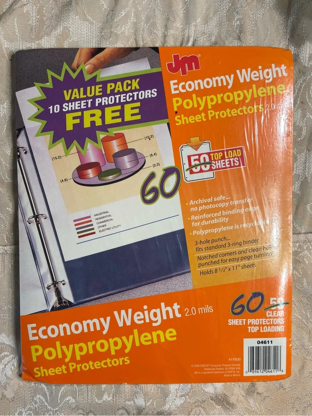 NOS JM Economy Weight Polypropylene Sheet Protectors 60 Count Top Loading 8.5x11